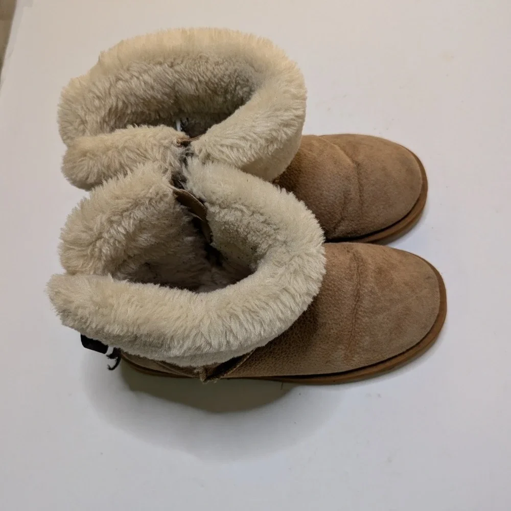 Lamo Womens Chestnut Suede Winter Boots Faux Fur Lined Bow Detail Size‎ 8